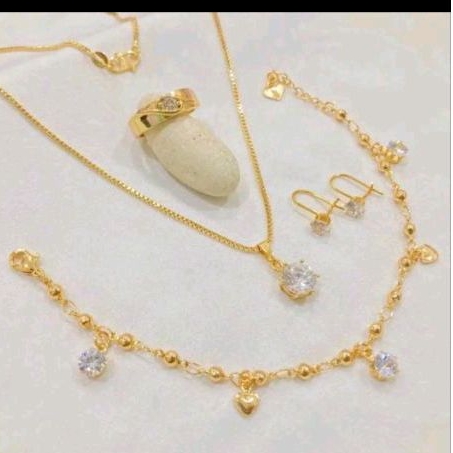 SET PERHIASAN WANITA LENGKAP MATA SATU GOLD REMBE emas kulit kalung 1