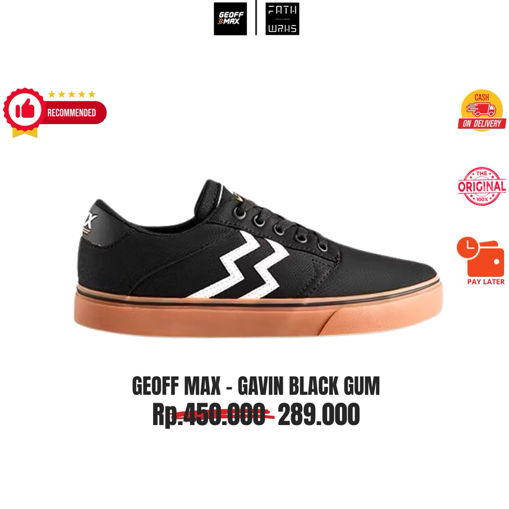 Sepatu Geoff Max Original - Gavin Black Gum | Sepatu Lifestyle | Kampus | Sepatu Unisex