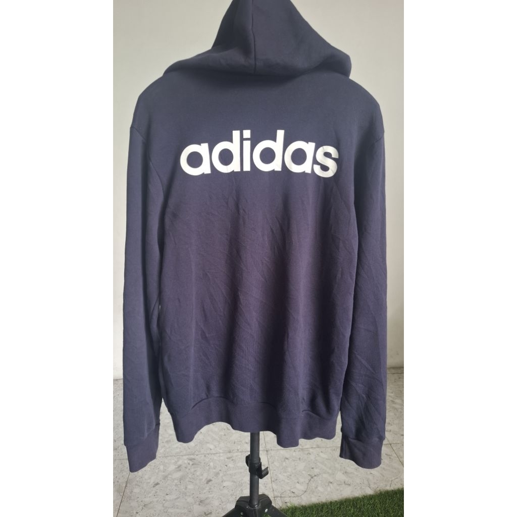 Hoodie Zipper Adidas Original Warna Navy Pekat Made In Indonesia Size M Fit To L (Ld 110 - 114 Cm x 