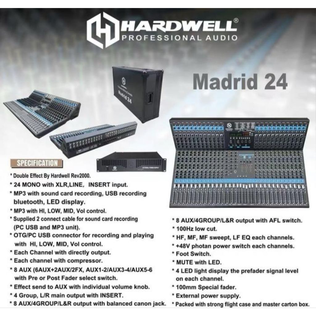 MIXER AUDIO HARDWELL 24 CHANNEL MADRID 24 ORIGINAL MIXER MADRID24