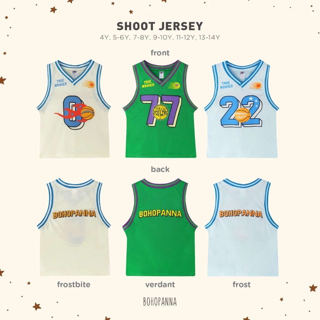 BOHOPANNA - SHOOT JERSEY - Kaos Olahraga Anak Laki-Laki - Kaos Basket - Baju Basket
