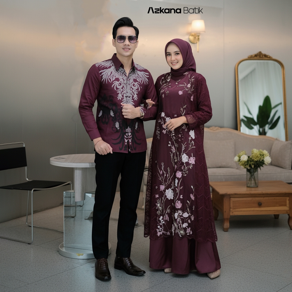 Azkana Batik Gamis Lebaran 2026 Model Gamis Terbaru Sarimbit Gamis Brokat Couple Remaja Kekinian