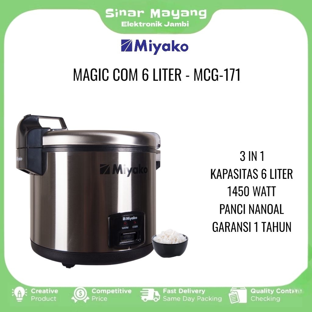 Magic Com MIYAKO MCG-171/ Magic Com Jumbo 6 Liter MIYAKO/ Garansi Resmi MIYAKO