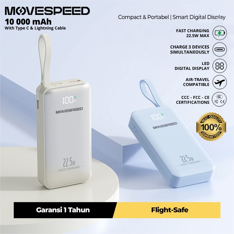 CCC Certification MoveSpeed GH-669 Powerbank 10000mAh Super Fast Charge 22.5W/20W PD SCP 3 Output Tr