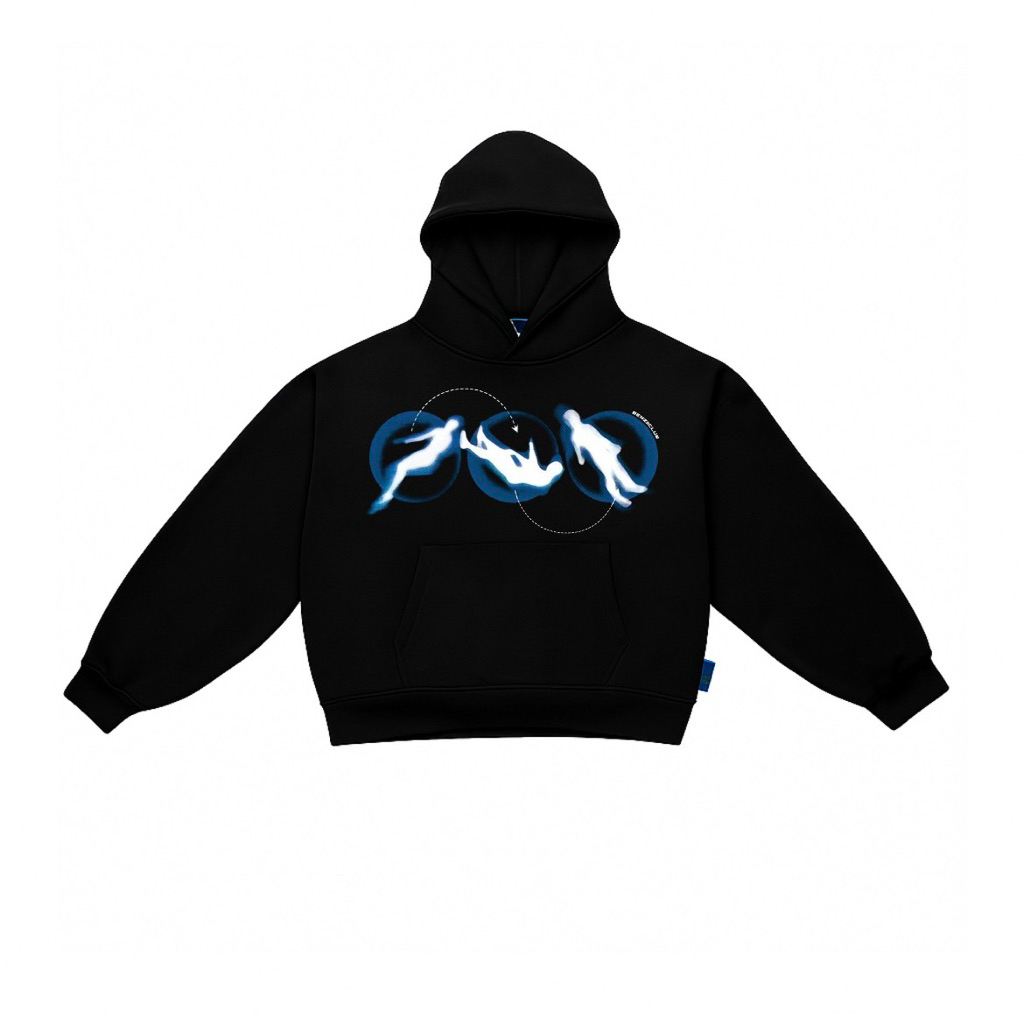 BENZII CLUB - Hoodie Boxy 330GSM Flying Hitam
