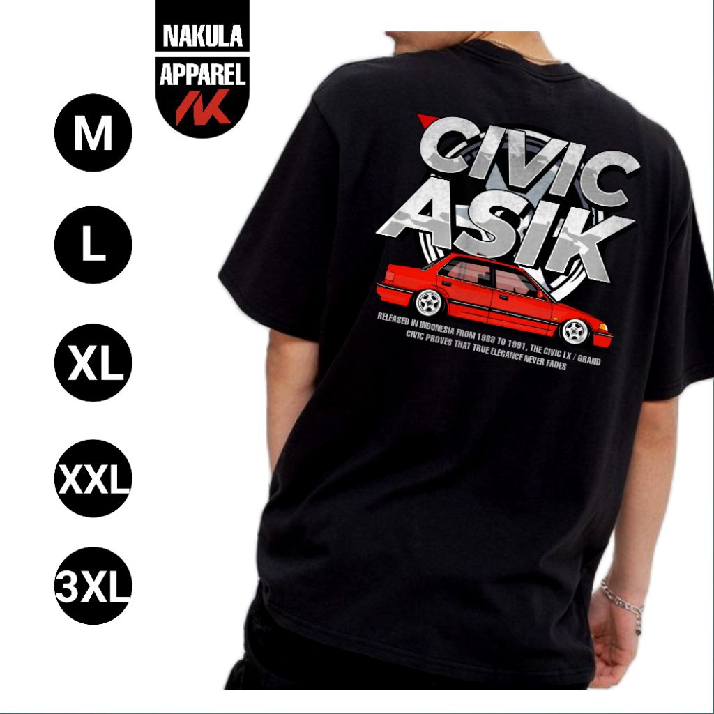 baju kaos mobil Civic asik Civic lx grand Civic tahun 88-91