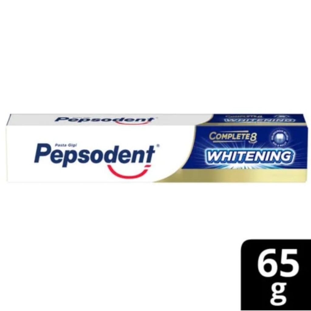 Pepsodent whitening complete 8 65gr/pepsodent complete 8 whitening 65gr/pepsodent pasta gigi complet