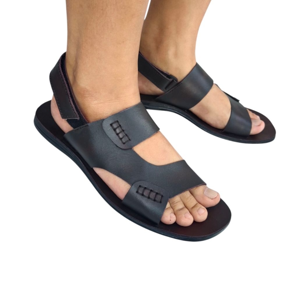 Blacktribal || Sendal Tali Belakang Pria Kulit Sapi Asli Sendal Kekinian Trendy dan Moderen