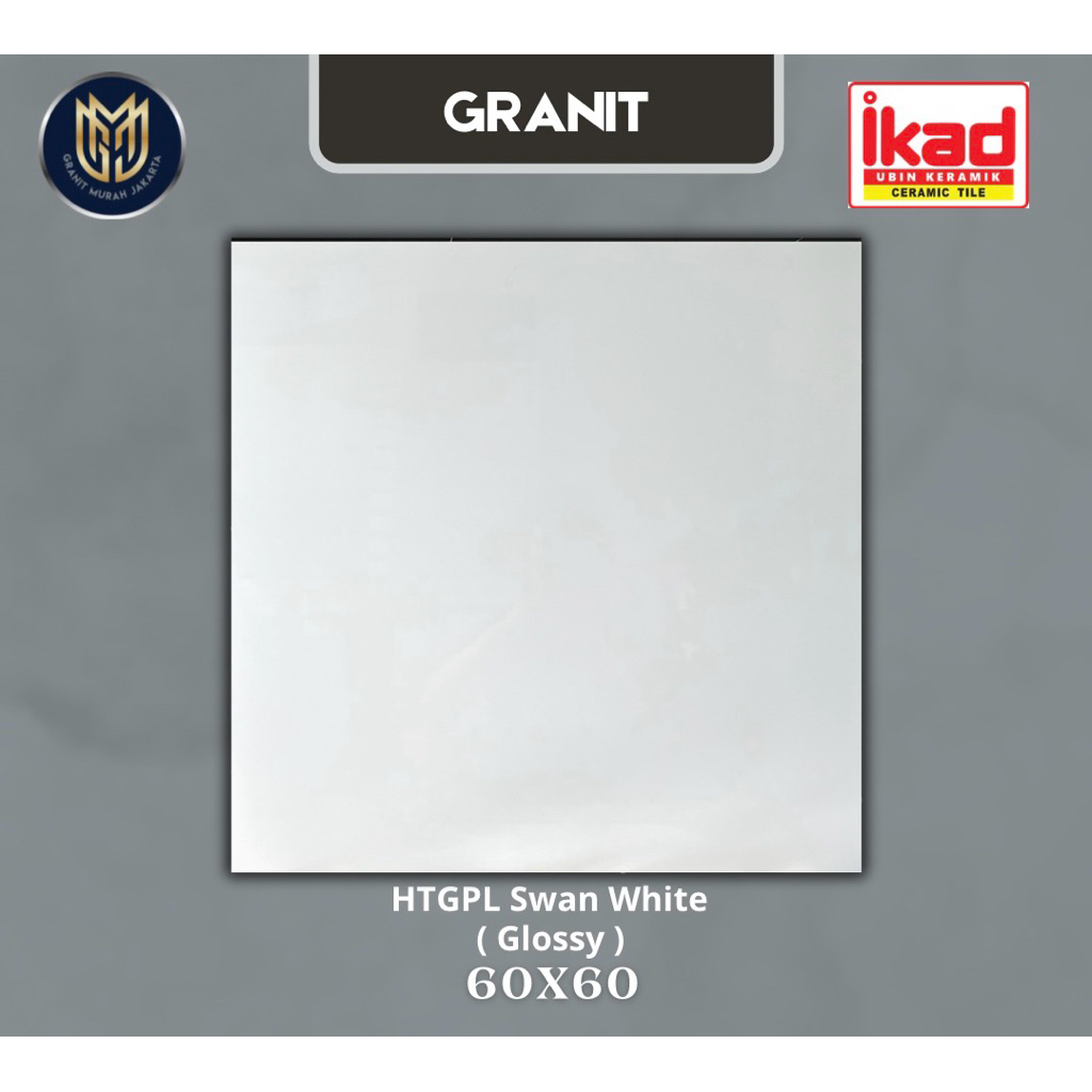 Granit 60x60 putih polos HTGPL swan white ikad - Glossy