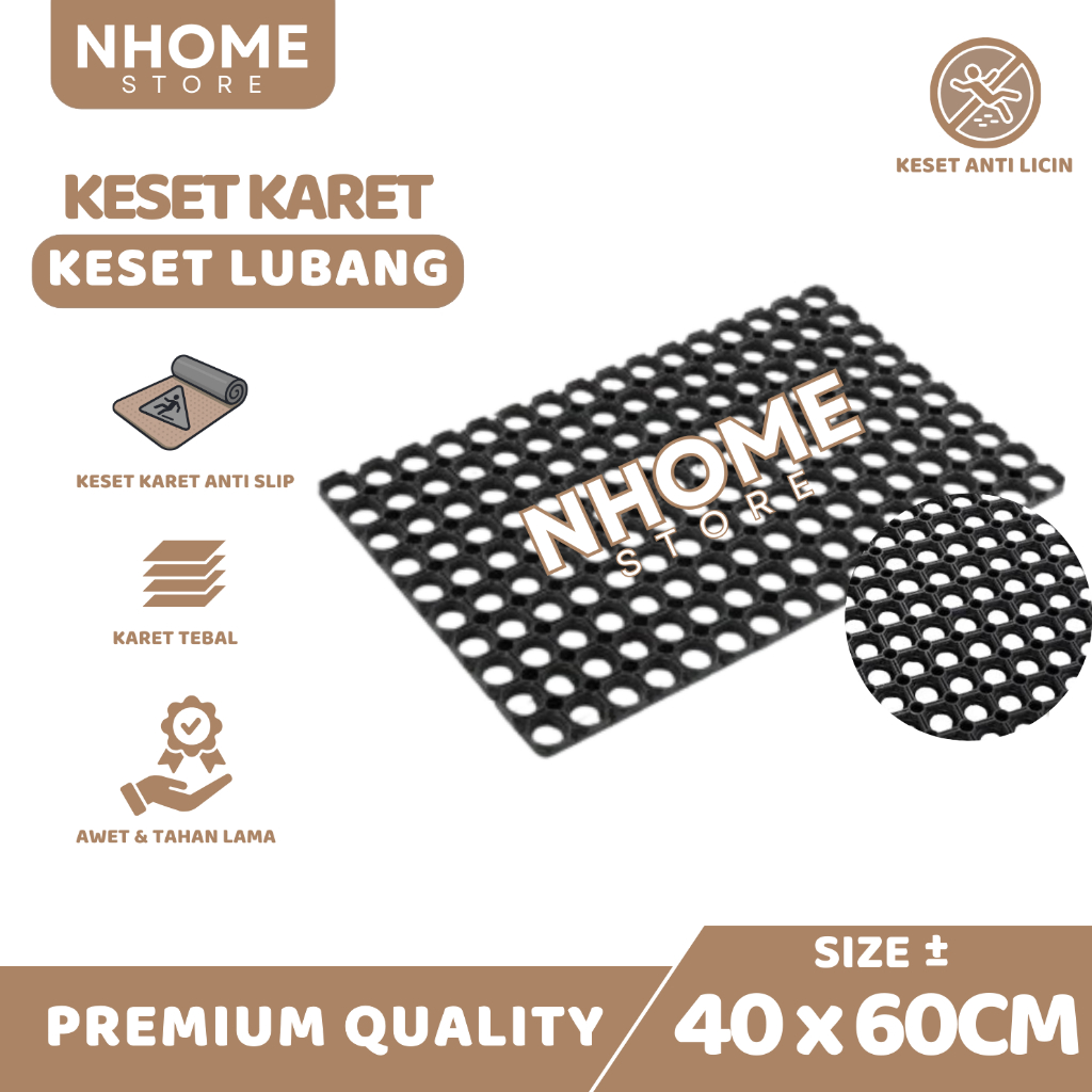 Keset Kaki Keset Karet Anti Slip Keset Karet Kamar Mandi Keset Karet Lubang Uk 40 x 60 cm