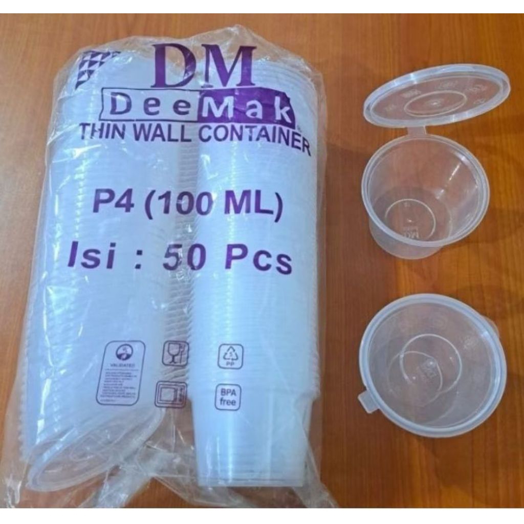 SAUCE CUP DM THINWALL P4(100 ML) + TUTUP ISI 50 PCS. DM CUP SAMBAL P4(100 ML) ISI:50 PCS