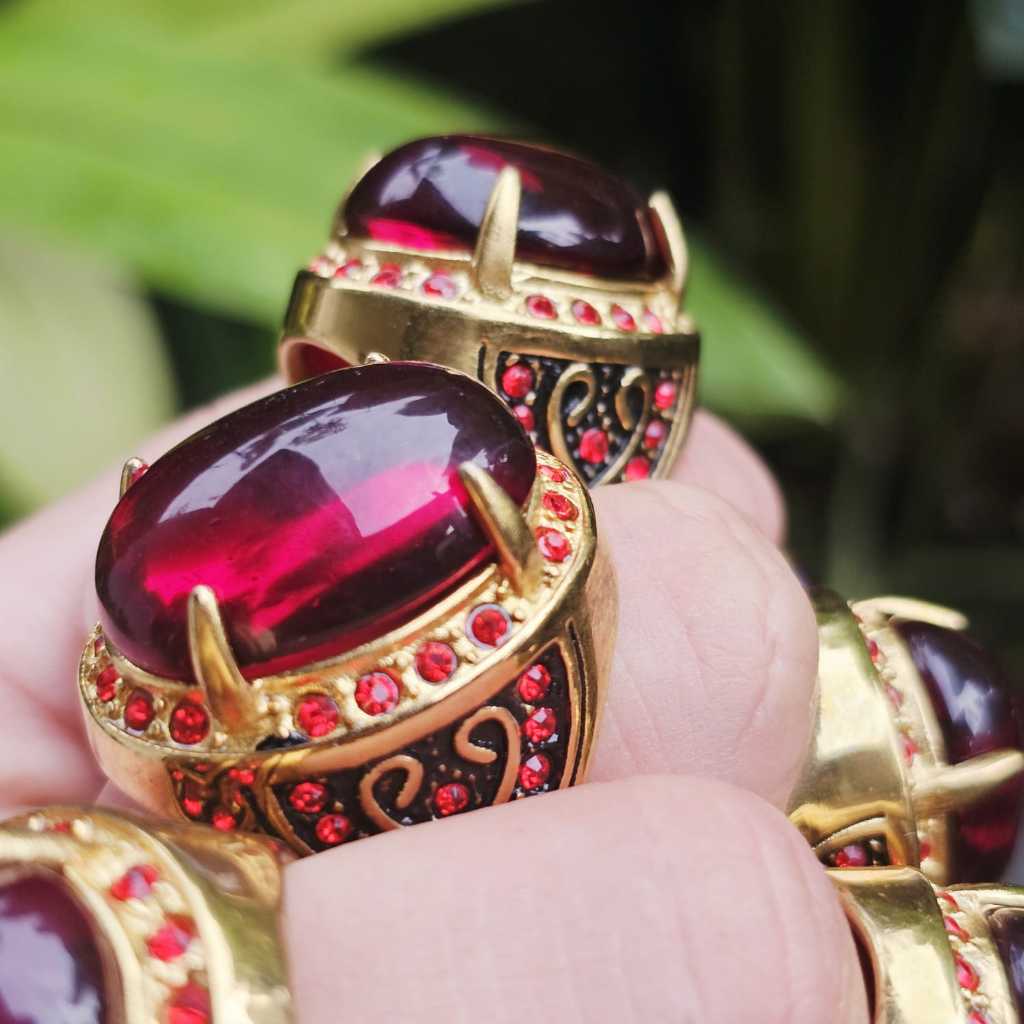 Silver Aries. Cincin Batu Akik Merah Siem Besar Jumbo / Siam / Cincin Merah High Quality Halus, Ring