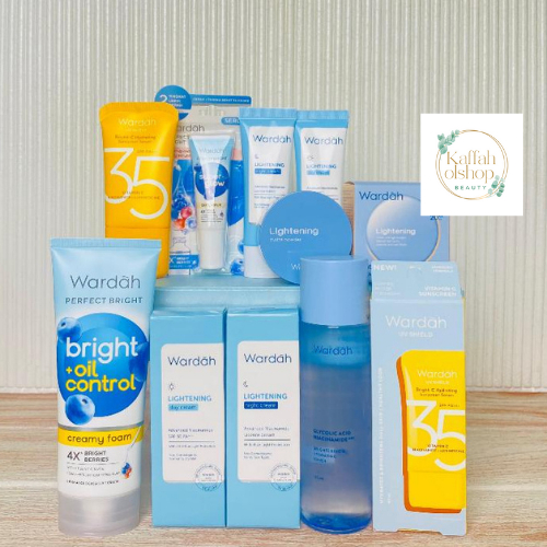 PAKET WARDAH LIGHTENING PERFECT BRIGHT 7 PRODUK BEDAK TABUR (PERFECT BRIGHT OIL CONTROL, SERUM 8ML, 