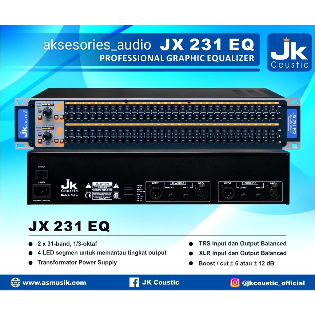 equalizer jk coustic JX231EQ stereo 31 band graphiq