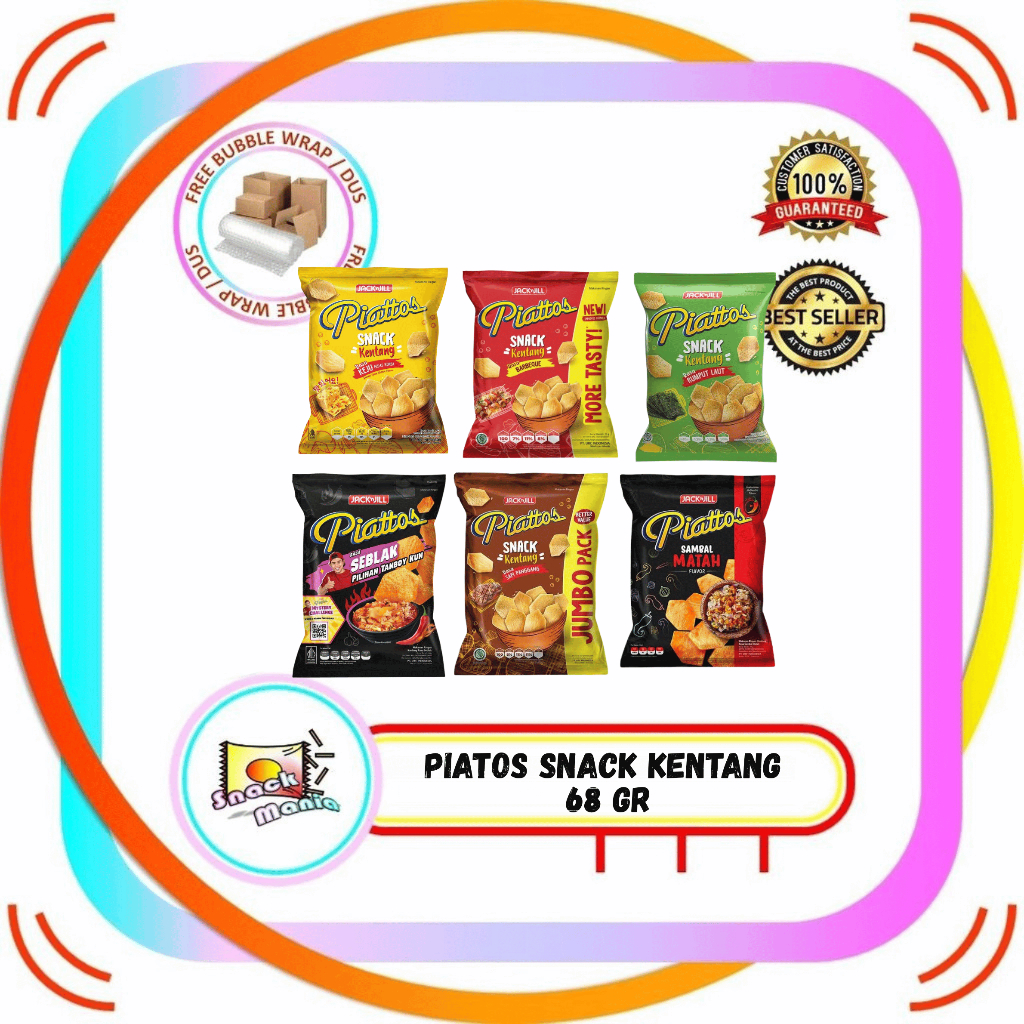 Piattos Piatos Snack Kentang Potato Pack 68 gr 115 gr Rasa BBQ Keju Pedas Korea Seblak Rumput Laut