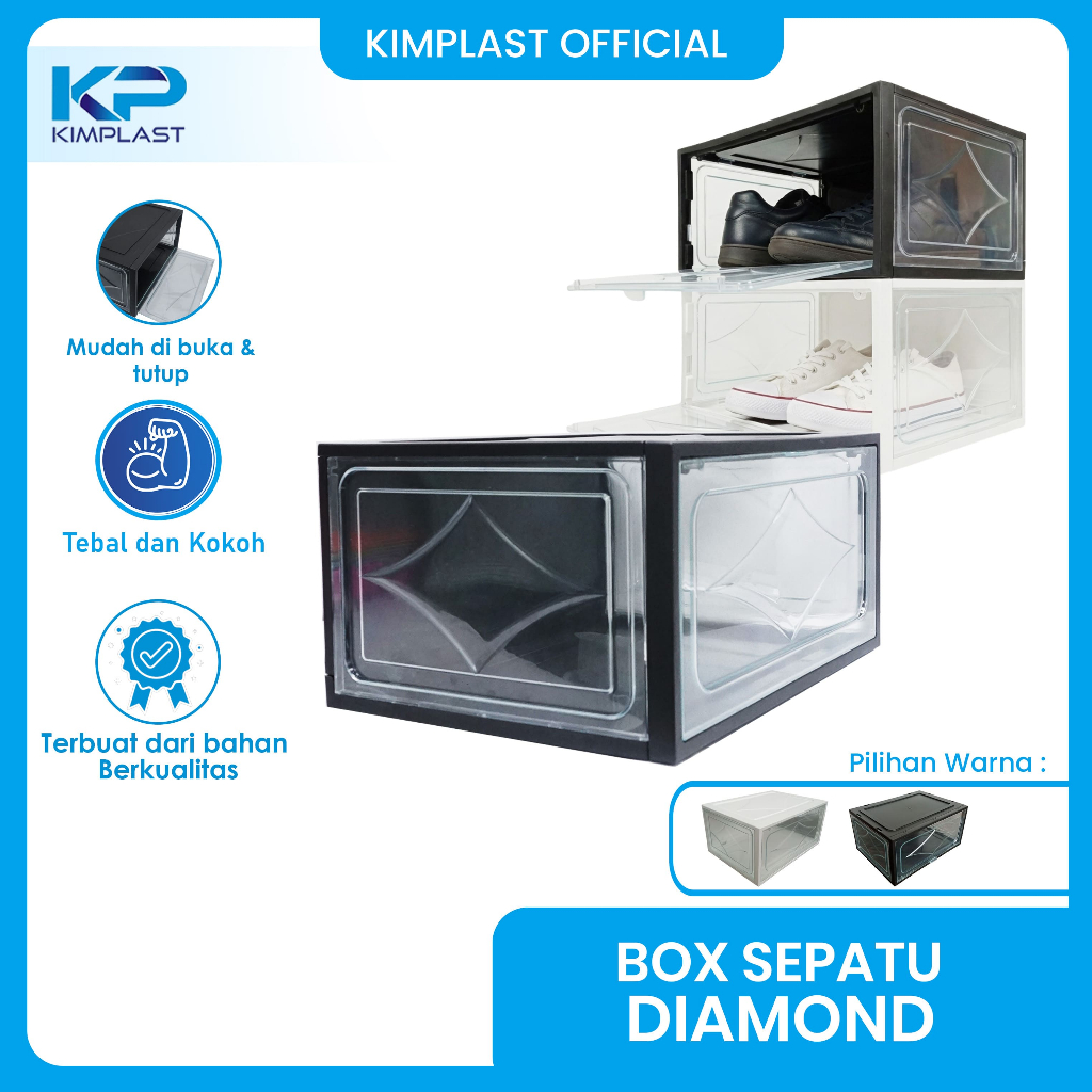 KIMPLAST BOX SEPATU DIAMOND/ KOTAK SEPATU PLASTIK/ BOX SEPATU