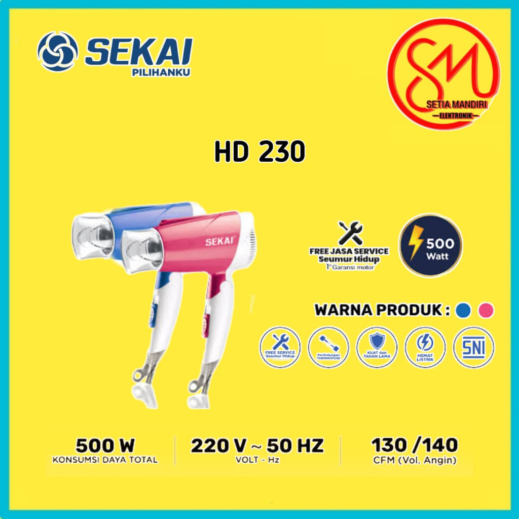 SEKAI Hair Dryer / Pengering Rambut Low Watt - HD 230 / HD 231 - RANDOM