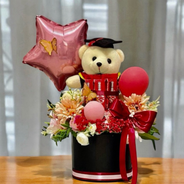(READY 2-5 jam) Bloom Box Bunga  Buket Wisuda | Large Size box Balon Buket wisuda Buket valentine Ka