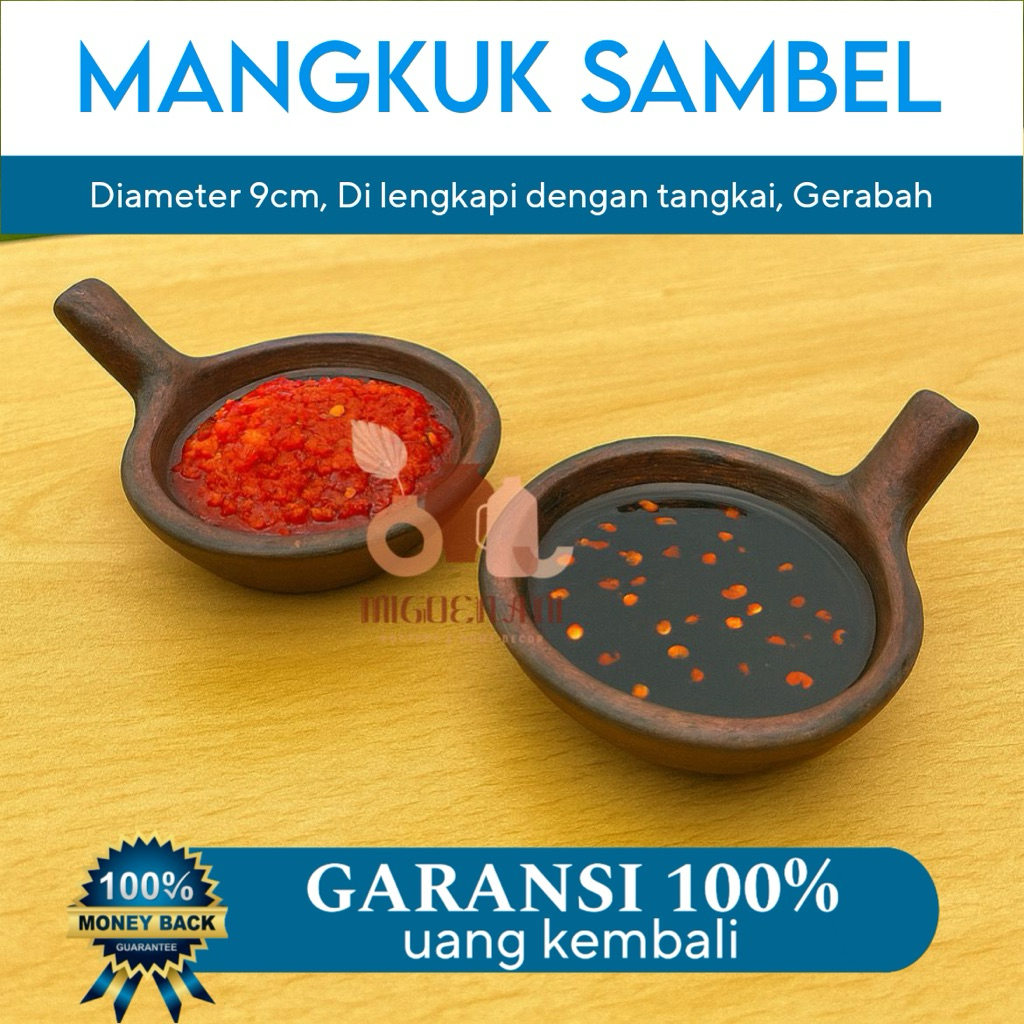 Mangkuk Sambel Dengan Tangkai Gerabah Tanah Liat