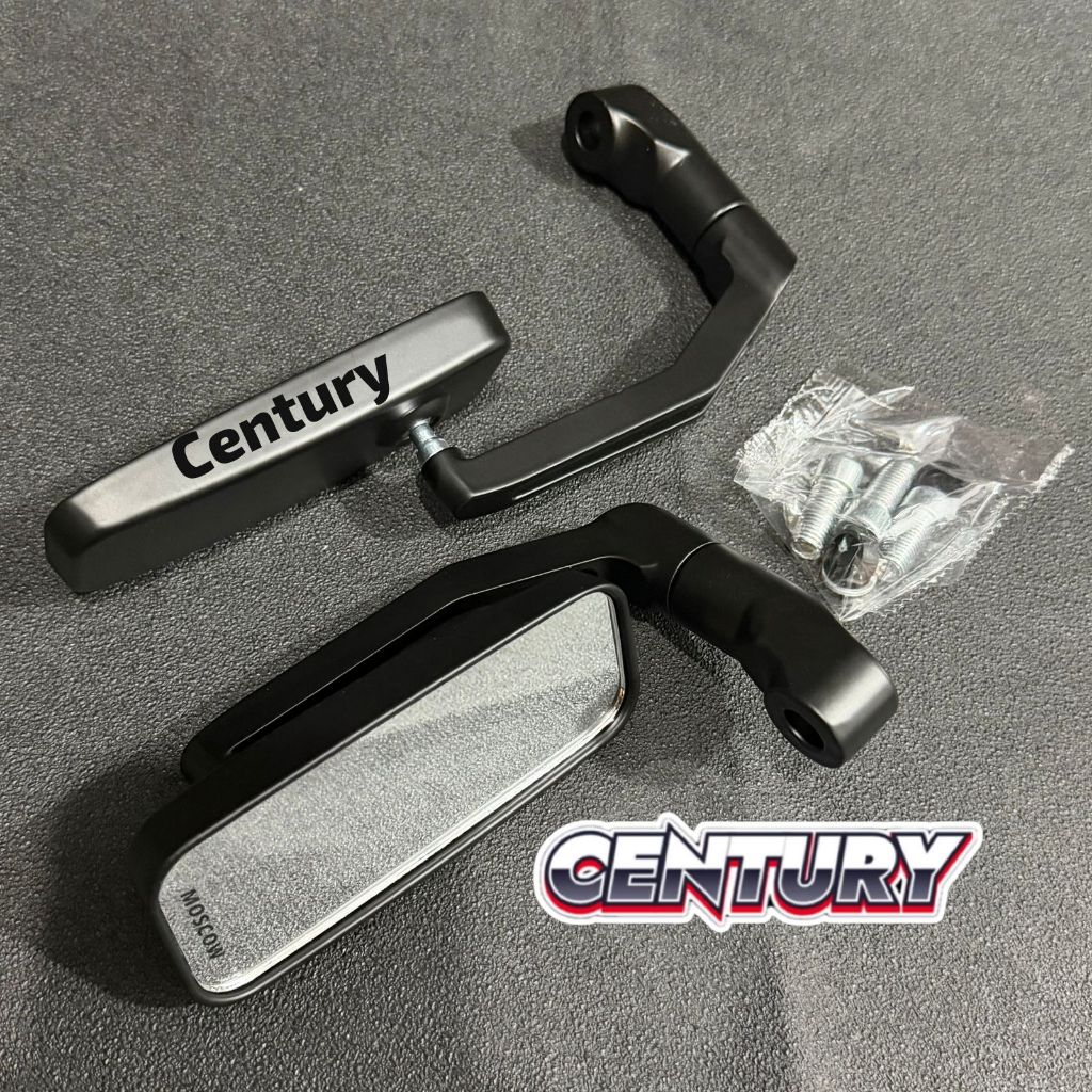 HITAM Kaca Spion TANDUK Universal Motor / Spion Dapat Diputar 360 Derajat / Cermin putih 2A Century