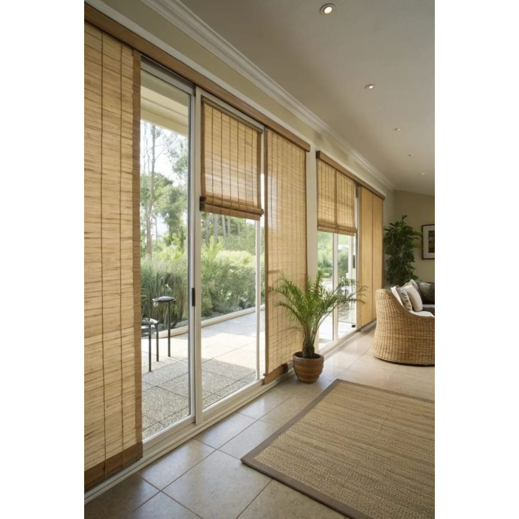 Tirai bambu jendela aestetik