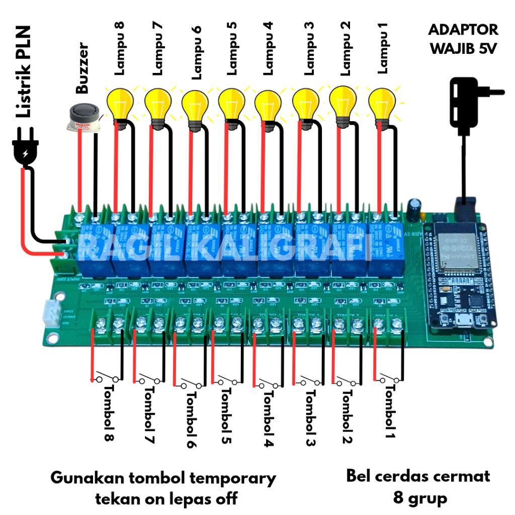 Controller bel cerdas cermat 8 grup sistem auto lock kontroler bel cerdas cermat 8 tim kontroler bel