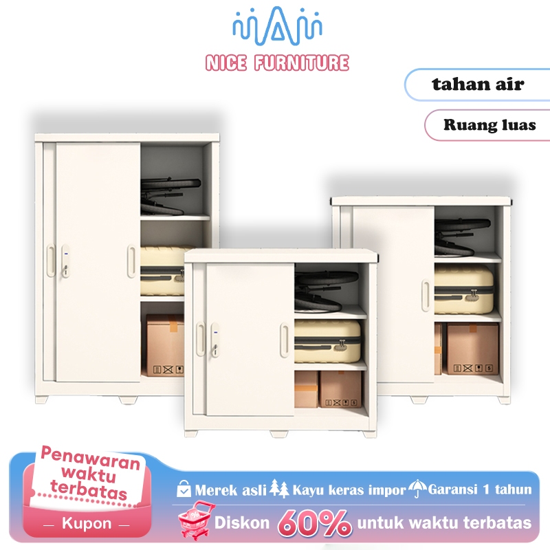 Lemari Pakaian Besi 2 Pintu Sliding Minimalis | Lemari Pakaian Besi Sliding | Pintu Geser | 100/120/