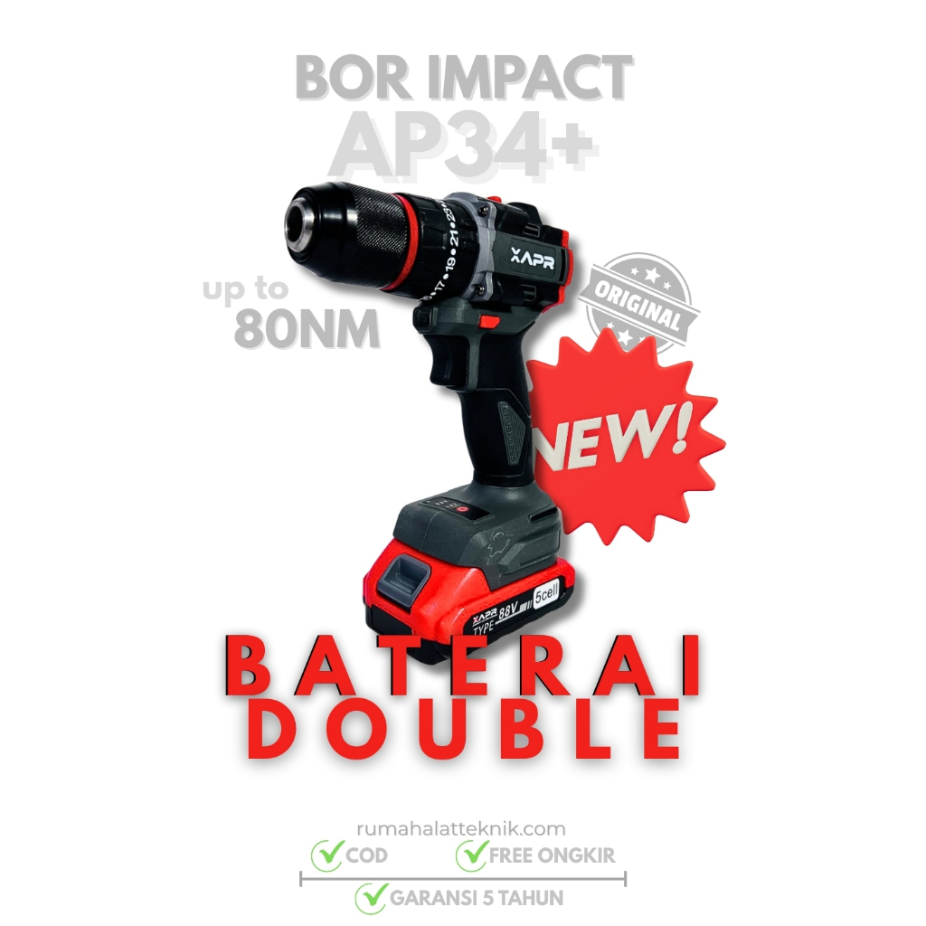 Bor Cordless APR AP34+ Mesin Bor Baterai Cordless Impact Drill