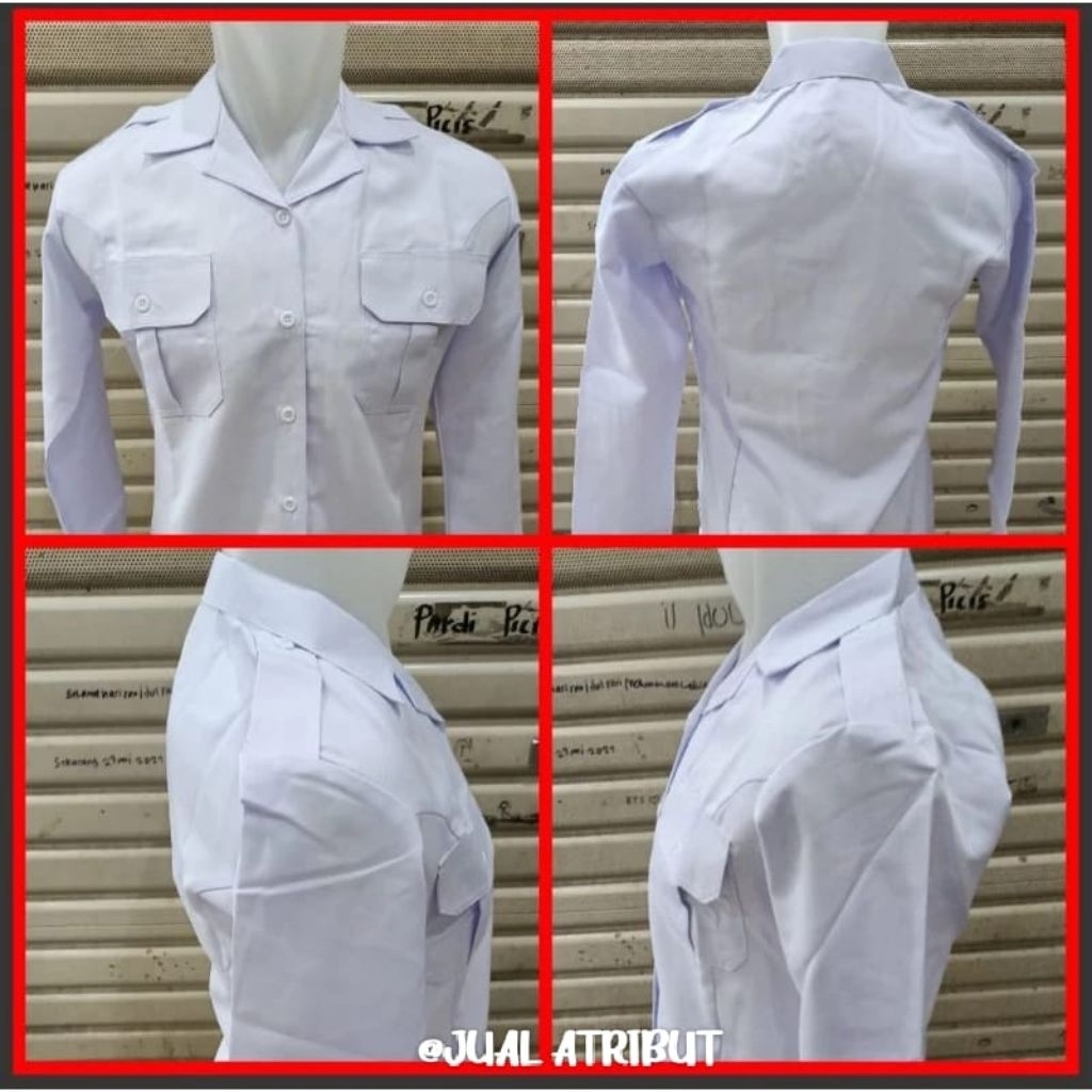 Kemeja PDH wanita putih polos