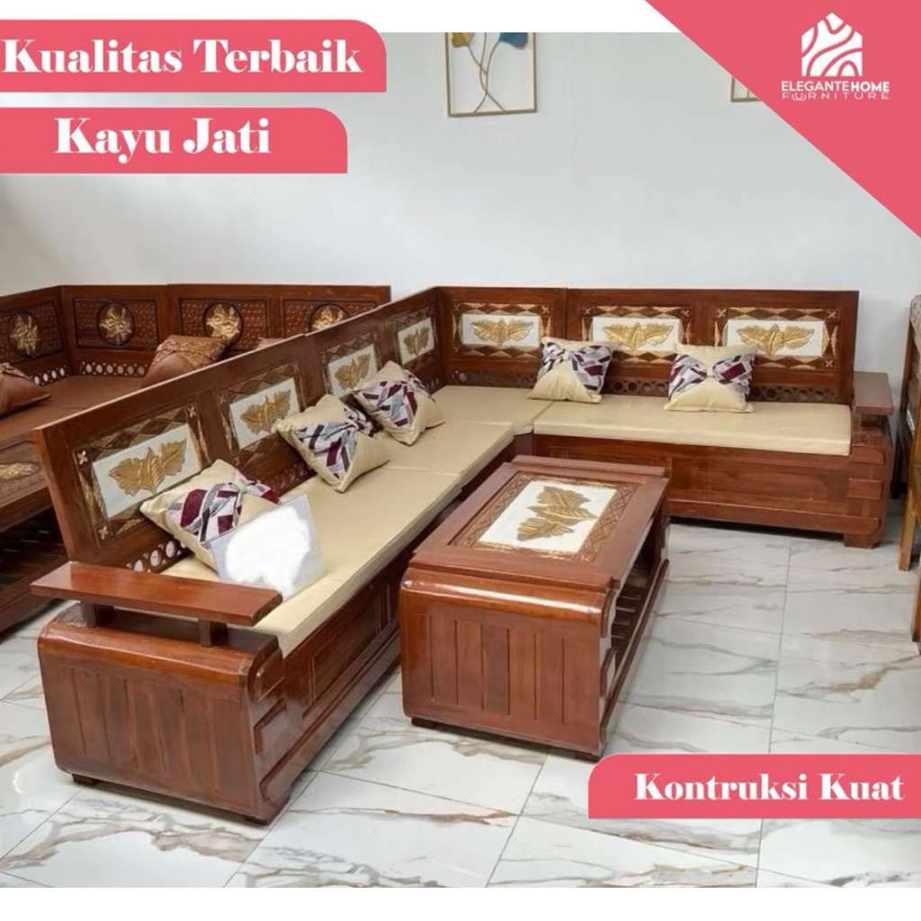 kursi ruang tamu sudut, kursi sudut tamu, kursi sudut tamu kayu jati, kursi sudut domini, kursi ruan