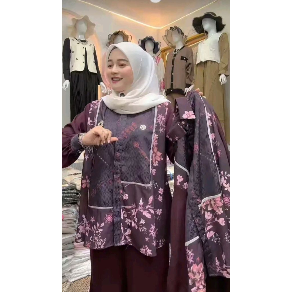 READYSTOK SIAP KIRIM - SETELAN WANITA NINOS WILONA DRESS ONE SET WANITA CANTIK MEWAH COLLAB WIDYA BU