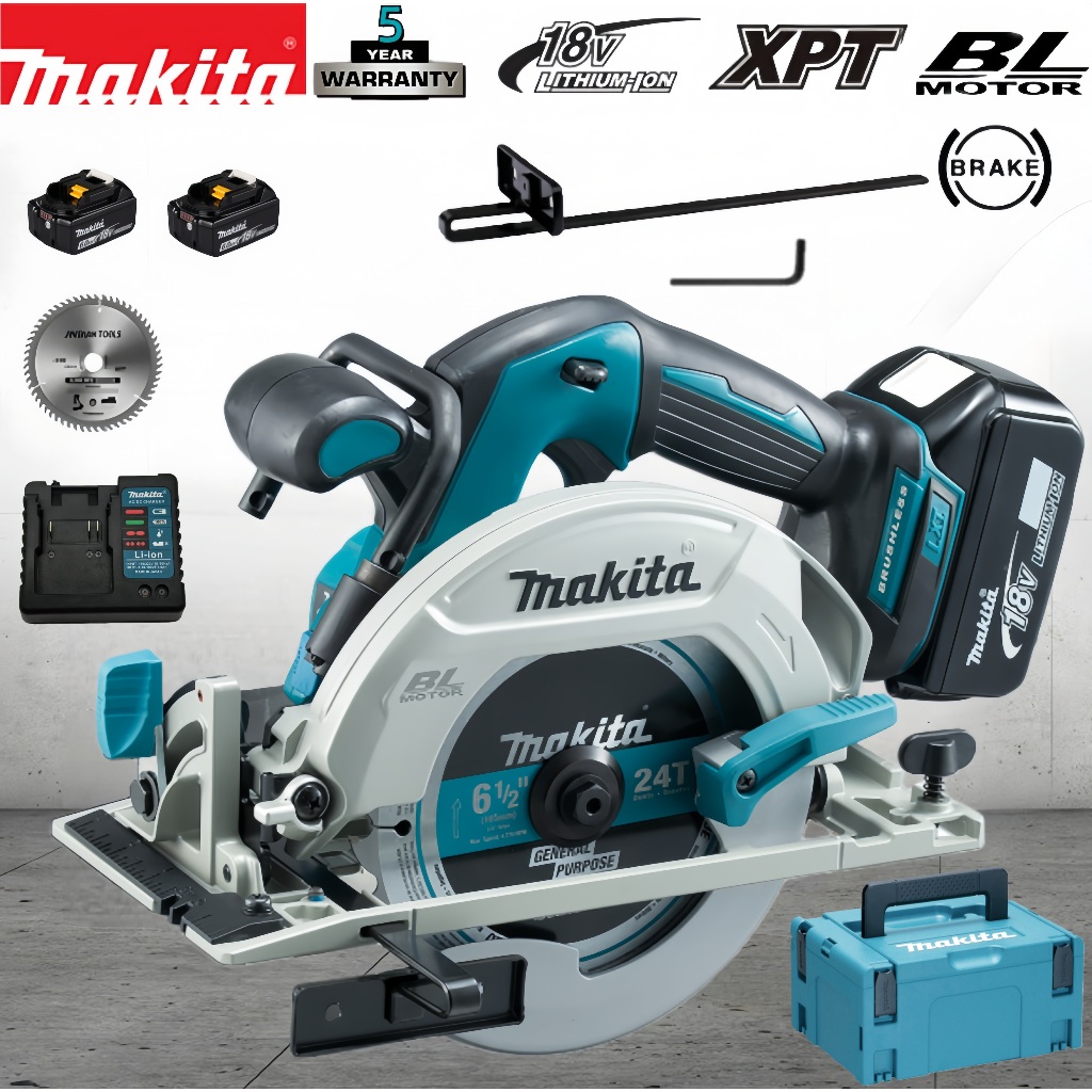 Gergaji bundar Makita DHS680, pemotong kayu listrik tanpa kabel, pemotong tanpa sikat 18V, pemotong 