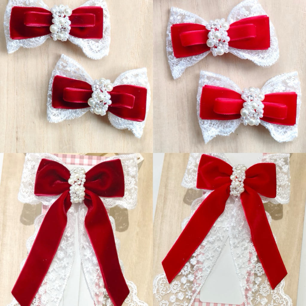 Aksesoris Rambut Pita Merah Natal Imlek Sincia Anak Perempuan