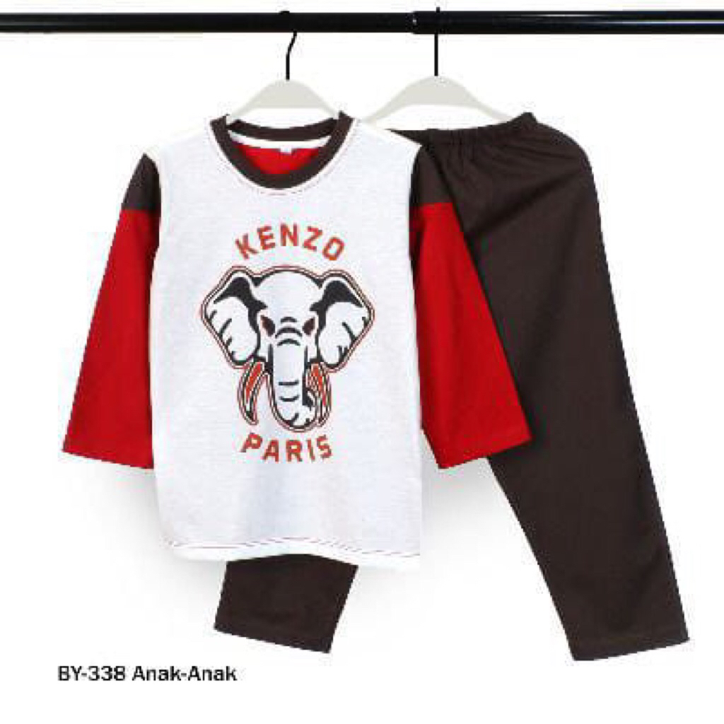 V37 - Setelan Baju Tidur Anak Laki-Laki Lucu Berkualitas Murah Motif kenzo paris dinosaurus californ