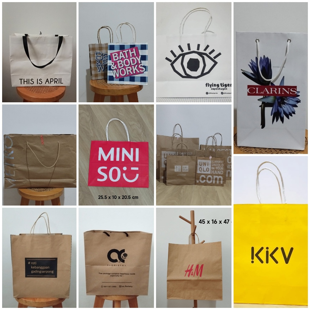 Paper Bag Uniqlo/H&M/Miniso/Bath & Body Works/Flying Tiger/KKV/Metro/Clarins/Floristry/#rotikebangga