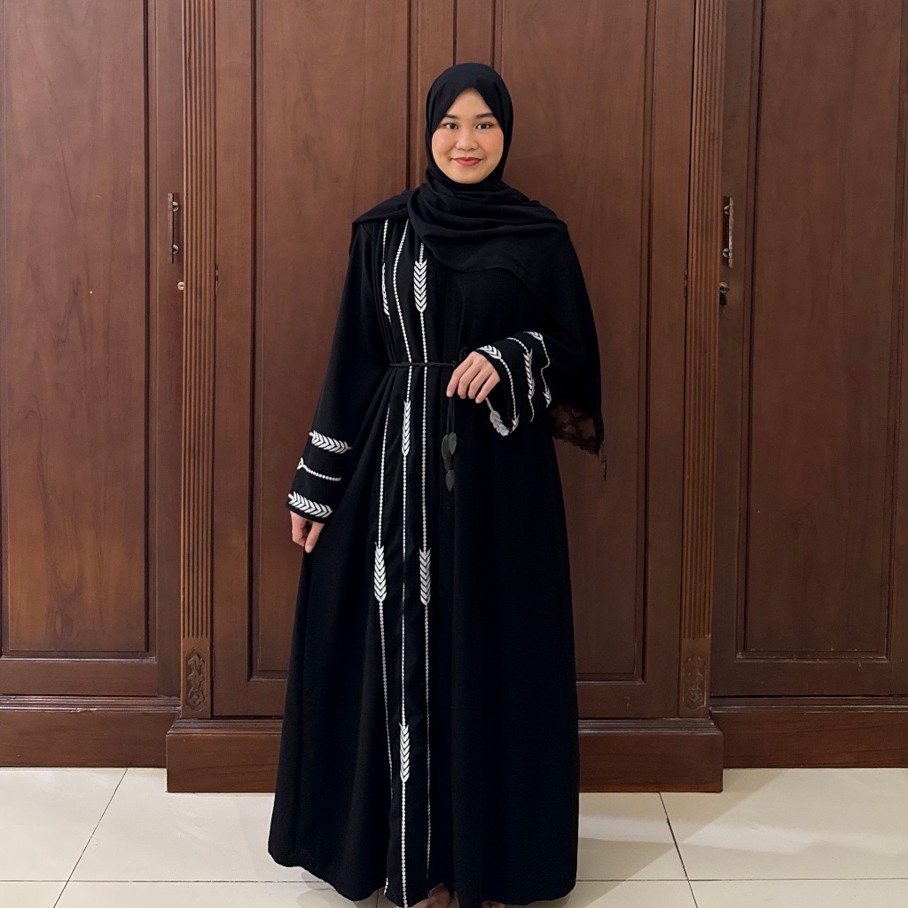 Abaya Bordir Outer Zara Gamis Hitam Jetblack