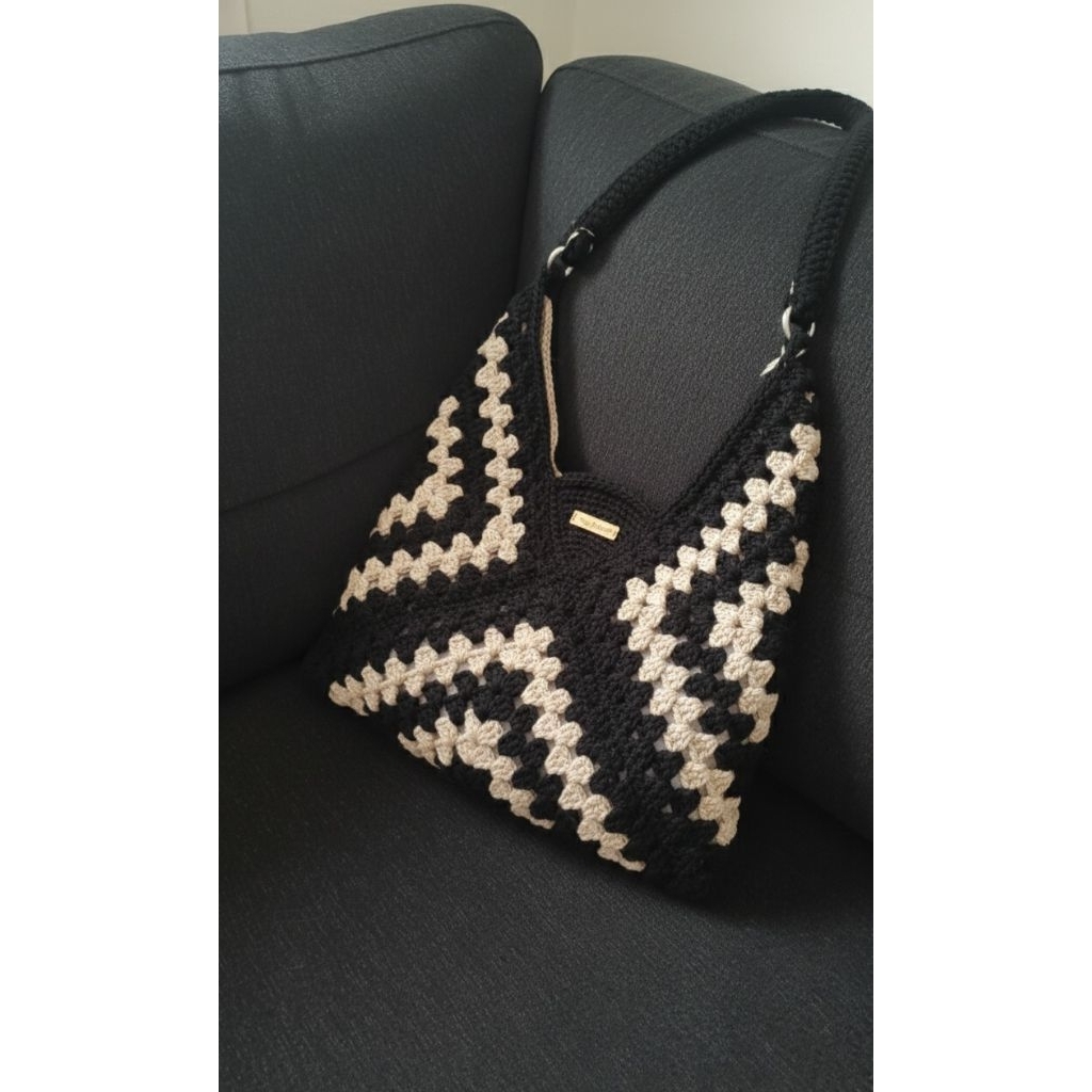 Tote Bag Rajut Grany Square Handmade-Tote bag rajut Handmade- Grany square rajut-tote bag rajut wani