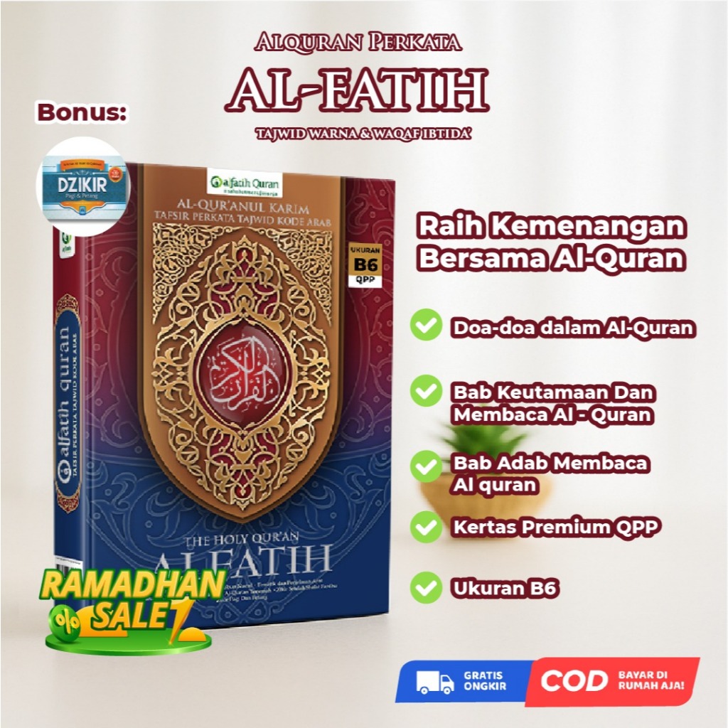alquran Terjemah Tanpa Takwil Ayat Perkata Tajwid Arab Kecil ALFATIH PORTABLE B6