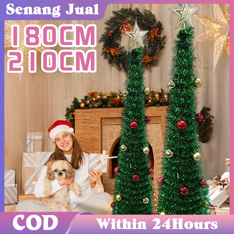 Pohon Natal Madder Dekorasi Natal Ukuran 210cm/180cm Pohon Natal Buatan Lipat