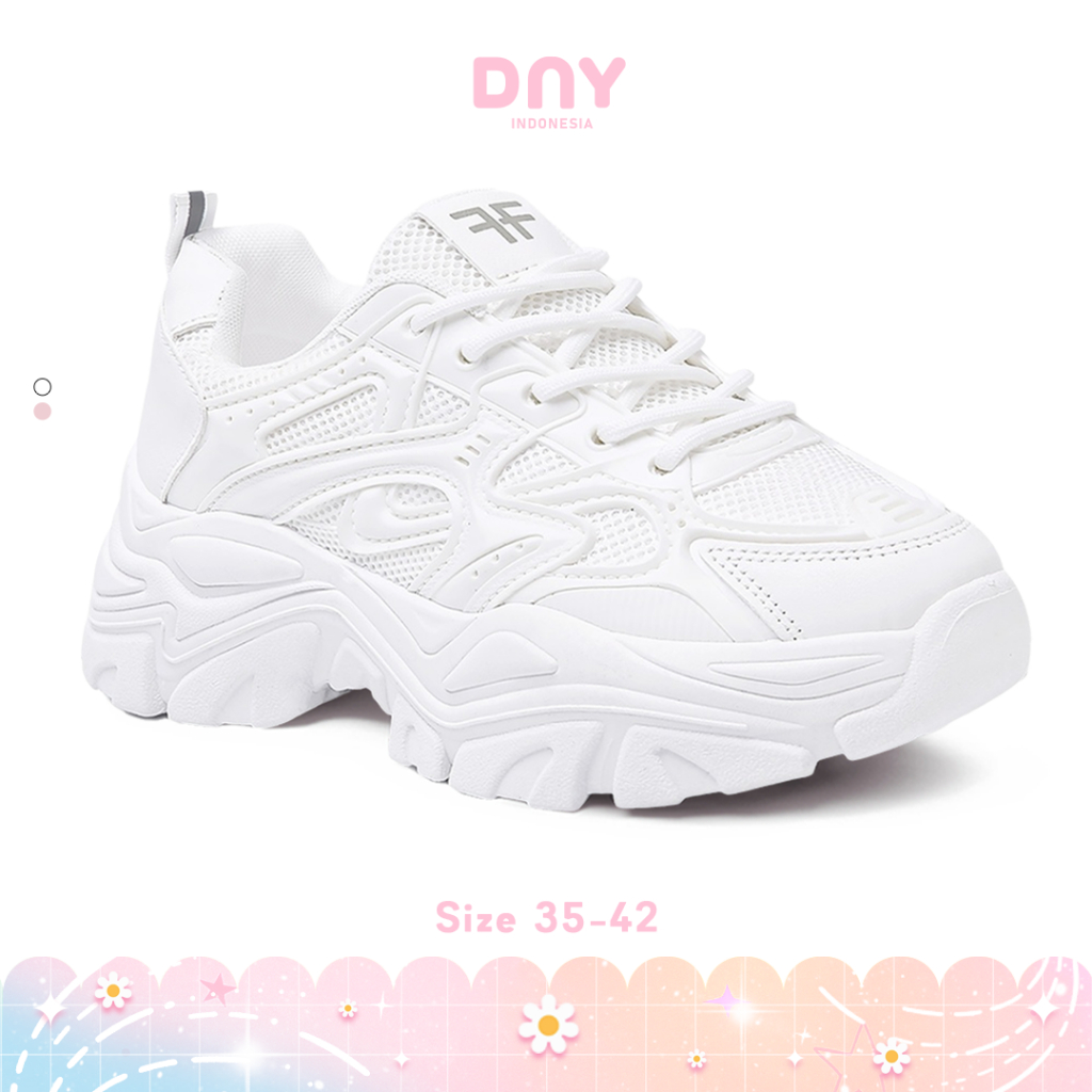 Sepatu DNY Sneakers Putih Wanita Sepatu Olahraga Pink Cewek Spatu Jalan Perempuan Korea Import 0507