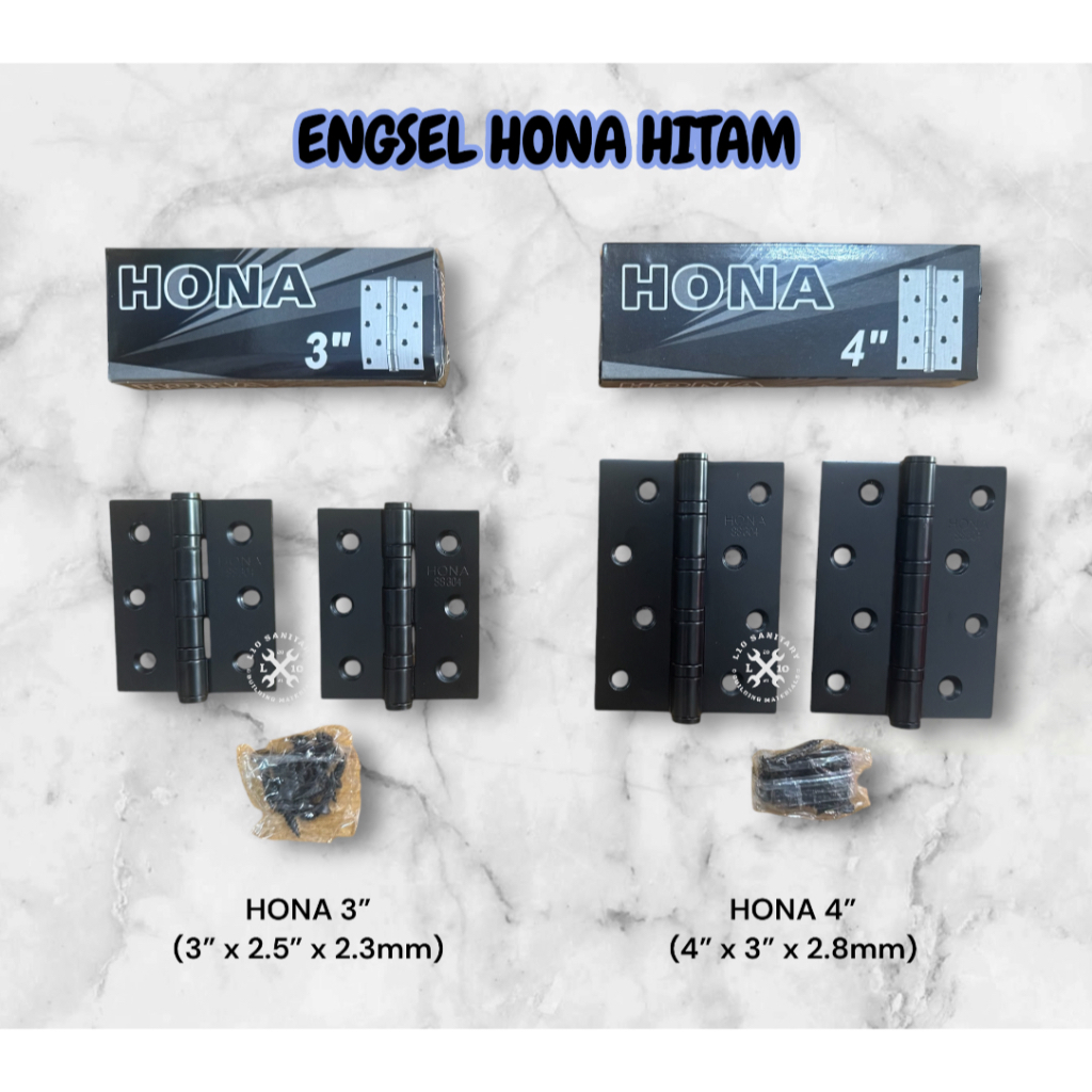 HONA Engsel Jendela BLACK / Engsel Pintu HONA HITAM 4" Inch