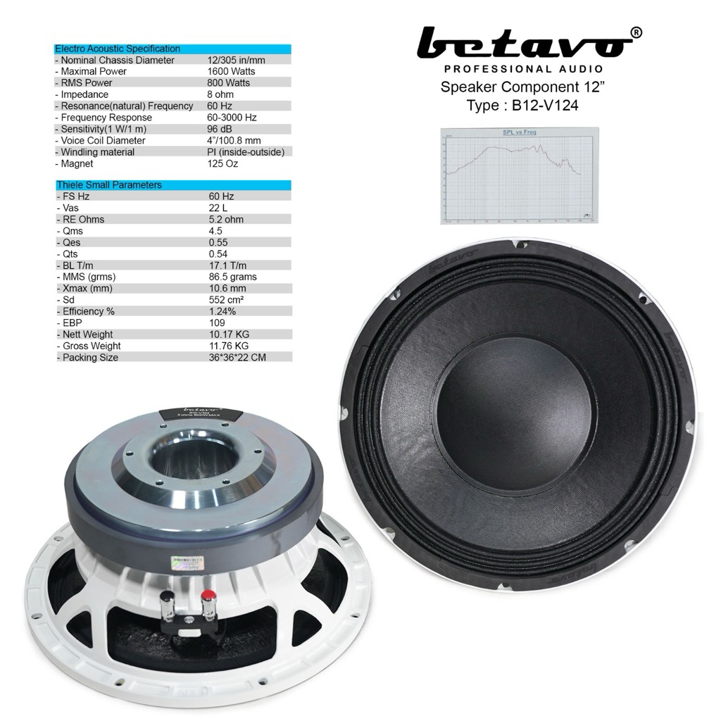 speaker komponen betavo b12 v124 original 12 inch BETAVO B12V124