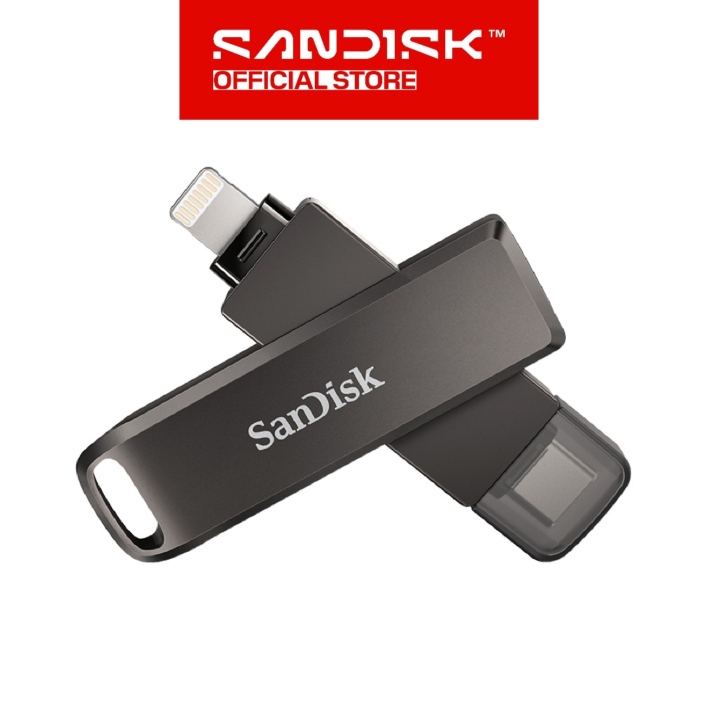 SANDISK iXpand Luxe 128GB Flash Drive OTG Lightning and Type C for iPhone, iPad, Mac, Android