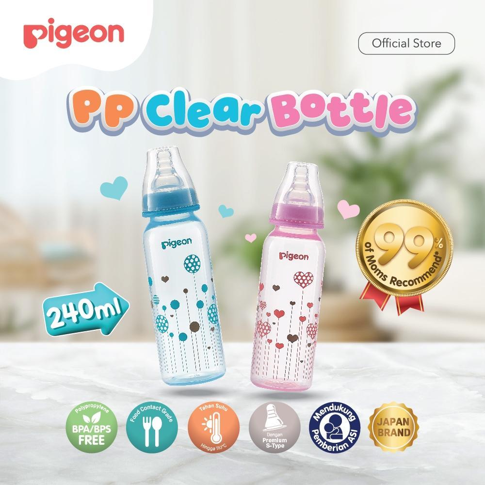 PIGEON Botol Susu PP Clear RP 240ml w/S-Type Nipple | Original Asli | Pilih Variasi | Botol Susu Bay