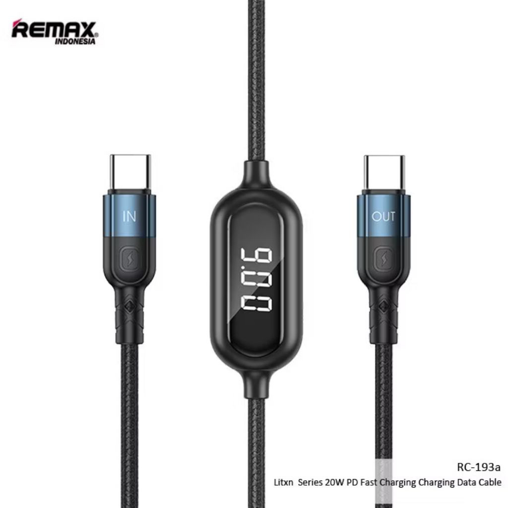 Kabel Data Remax 60W Type C to C Led Display Nylon