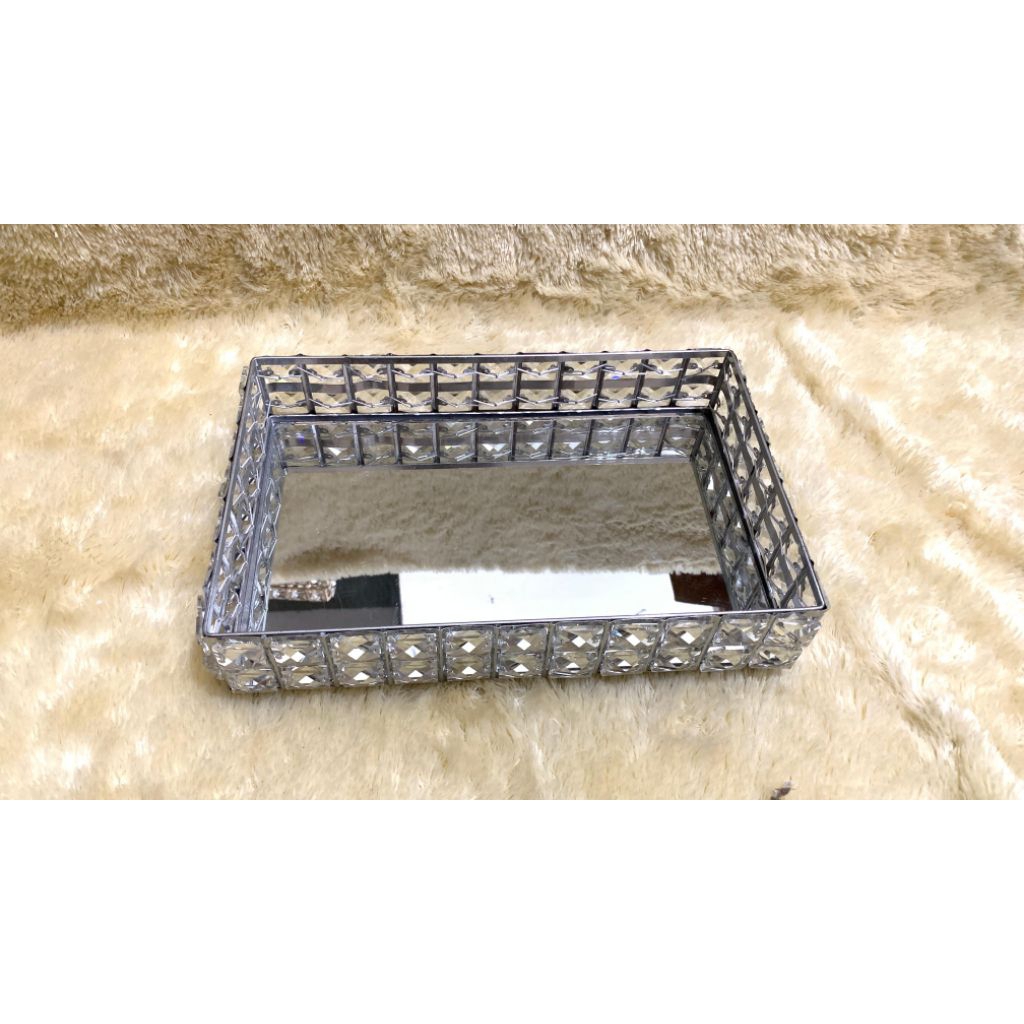 BOX HANTARAN TRAY KRISTAL GAGANG DAN TANPA GAGANG SET 3+TUTUP AKRILIK+PACKING KAYU