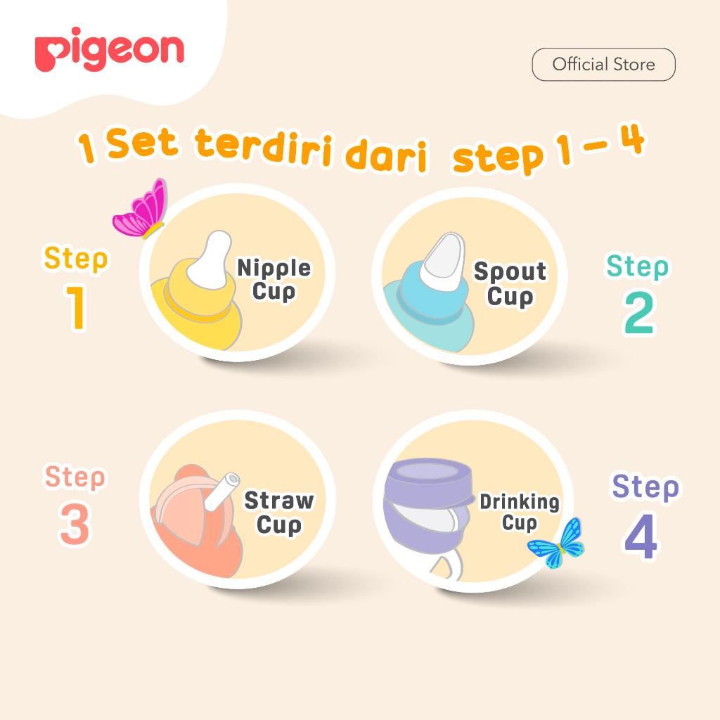 PIGEON MagMag Step 1, 2, 3, dan 4 | Gelas Minum Bayi Anti Tumpah |  BPA Free |Cangkir Minum Bayi | B