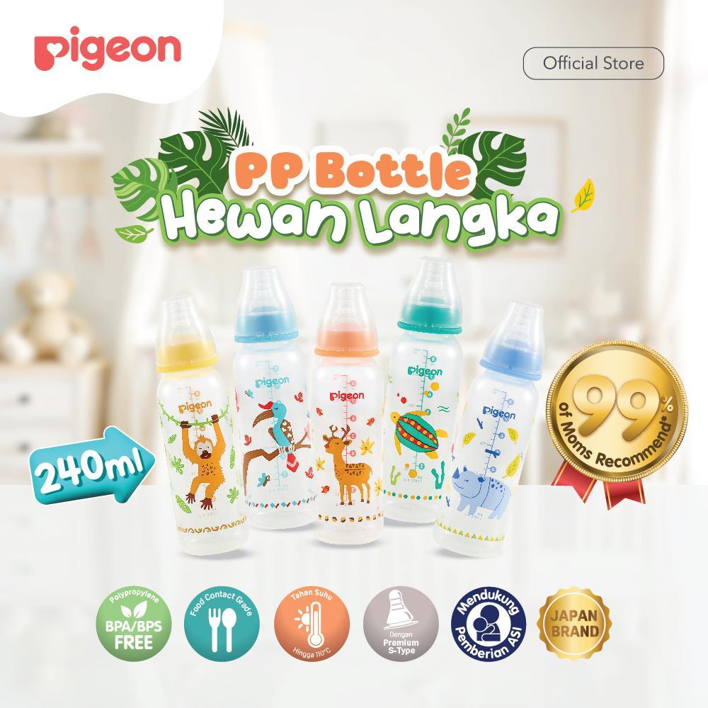 PIGEON Botol Slim Neck PP RP 240ml Hewan Langka w/S-Type Nipple | Original Asli | Pilih Variasi | Bo