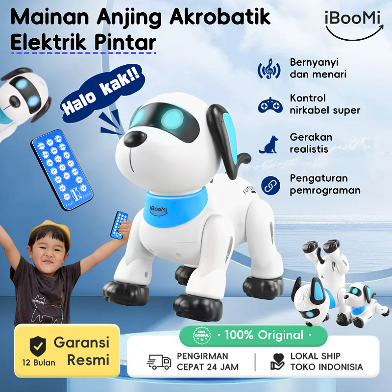 BOOMii Mainan Robot Anjing RC Pintar & Interaktif Bisa Jalan, Joget & Suara Mainan Edukasi Anak