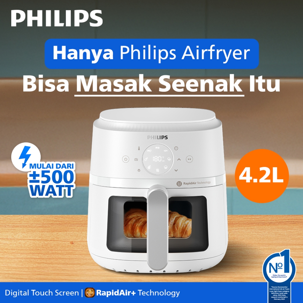 Airfryer PHILIPS Mulai dari 500 Watt, Air Fryer 4.2 L Rapid Air Technology, Hanya air fryer philips 